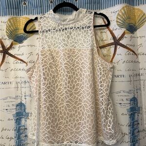 Elegant Lace Sleeveless Top - Cream